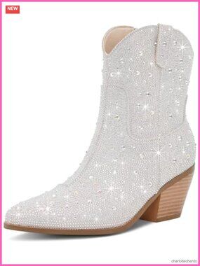 Rhinestone Cowboy Boots for Women Sparkly Ankle Cowgirl Boots